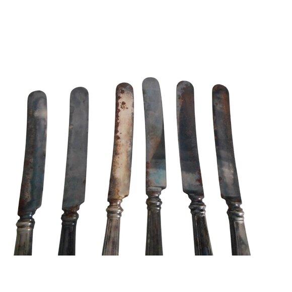 6 c1919 1847 Rogers Bros XS Triple Cromwell Pattern Knives Silver Plate - Picture 7 of 10